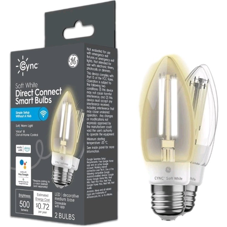 2pk GE Lighting 6W CYNC Direct Connect WiFi Smart Bulbs Warm White Medium Base 2pk GE Lighting 6W CYNC Direct Connect WiFi Smart Bulbs Warm White Medium Base