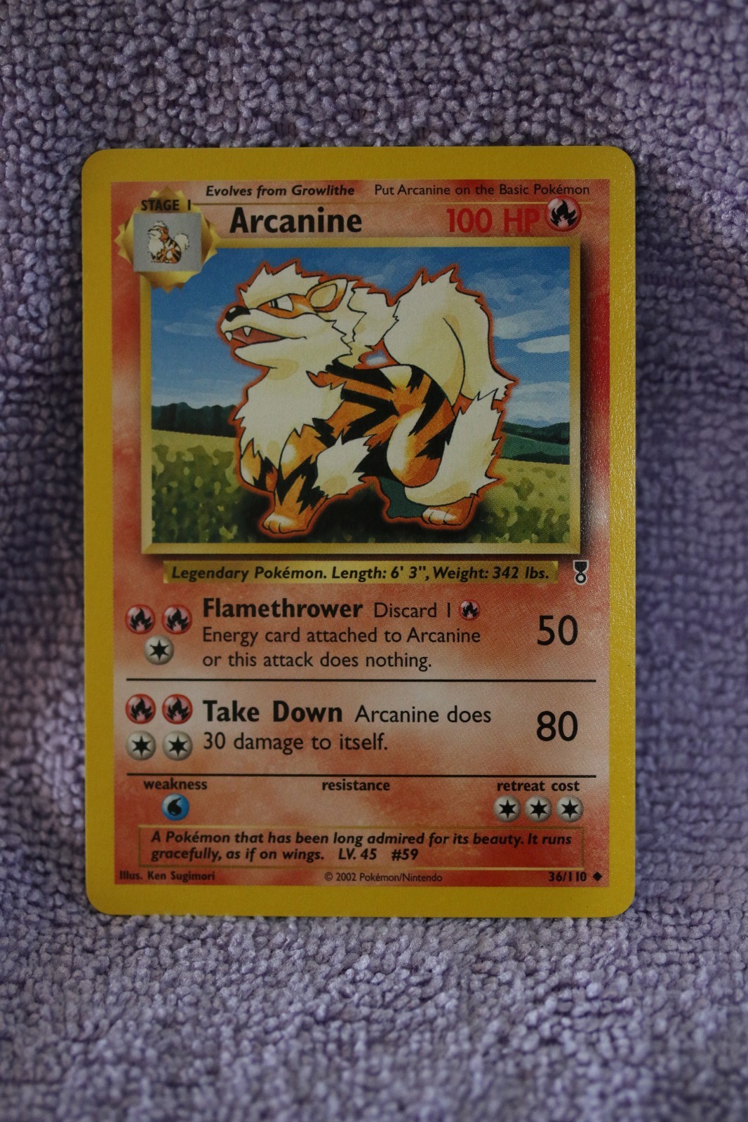 Vintage Pokémon Arcanine 36/110 Legendary Collection Regular Card