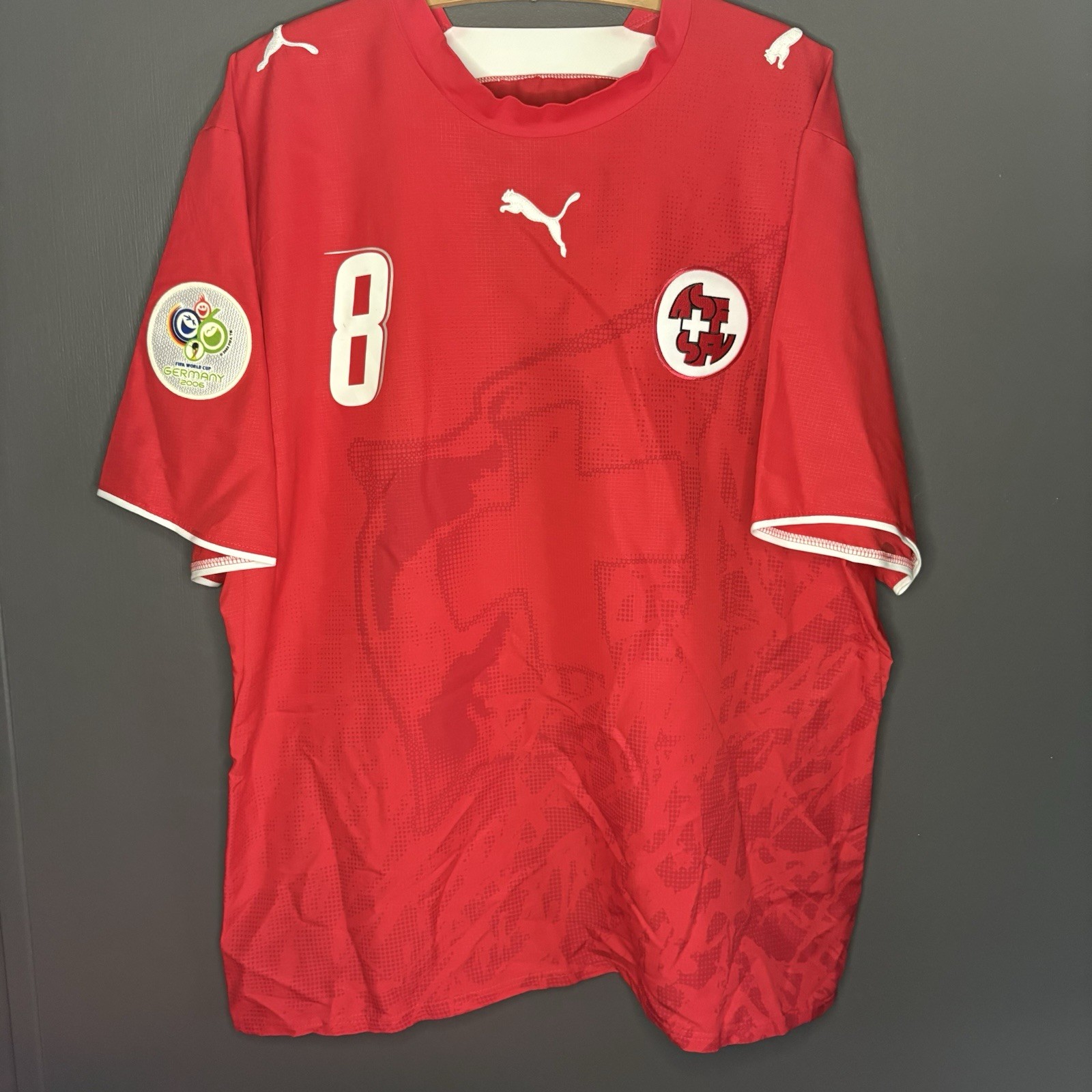 PUMA Switzerland 2006 World Cup Home Football Jersey #8 Wicky Size XL 732046