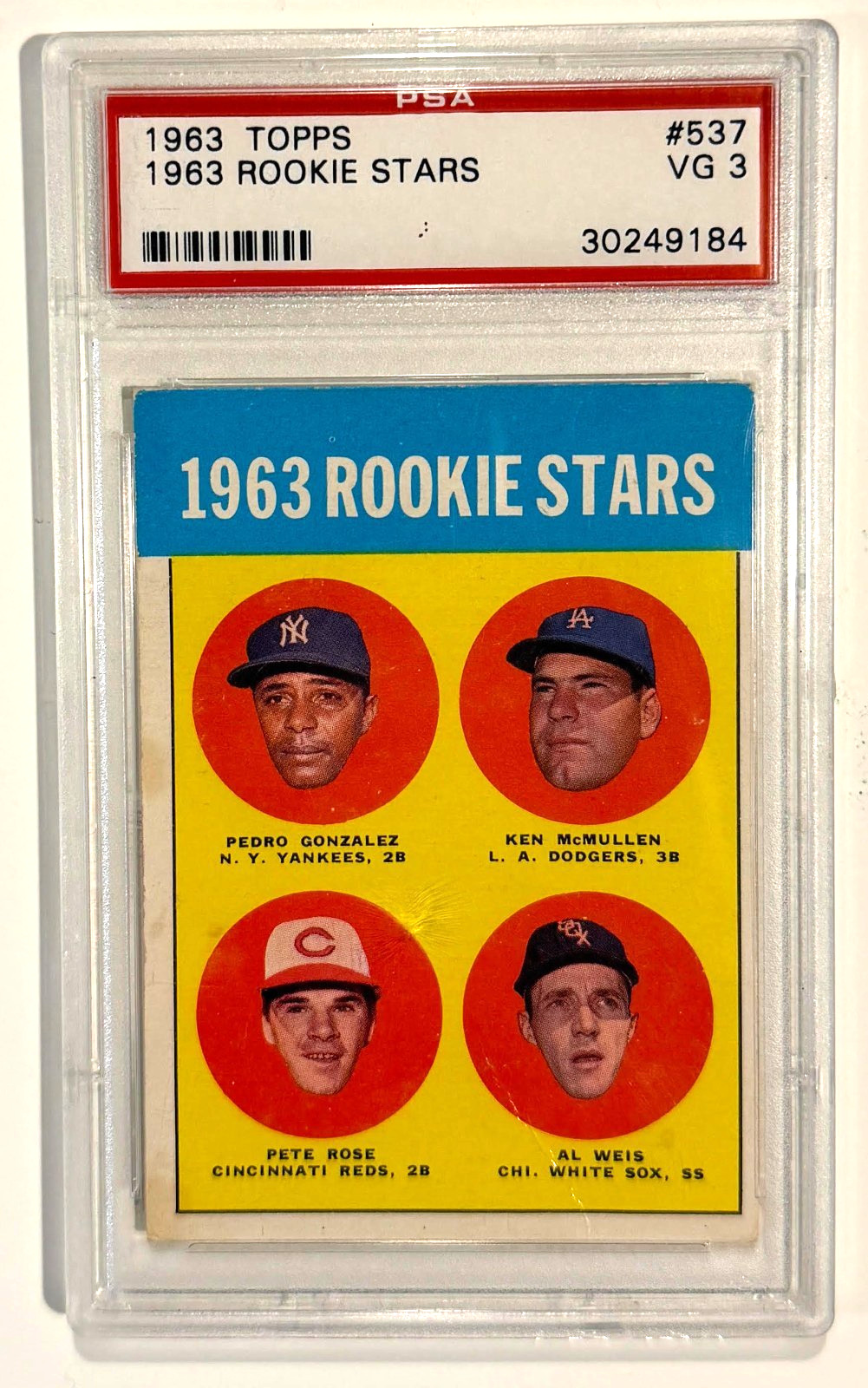 1963 Topps Pete Rose 1963 Rookie Stars  #537 PSA VG 3 Card