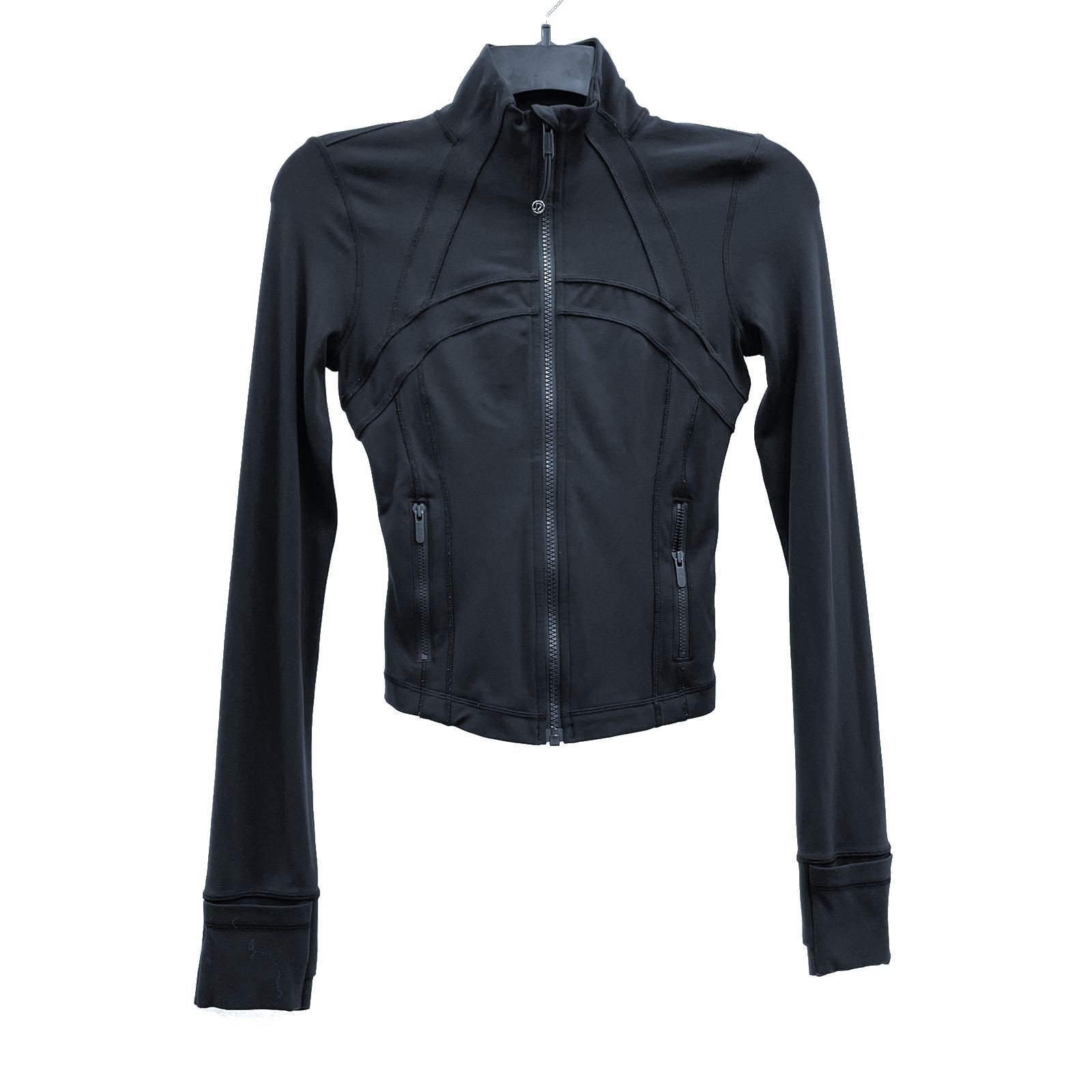 Wmns LULULEMON Black Define Cropped Jacket Nulu Zip Up Athletic Sweater Sz 4
