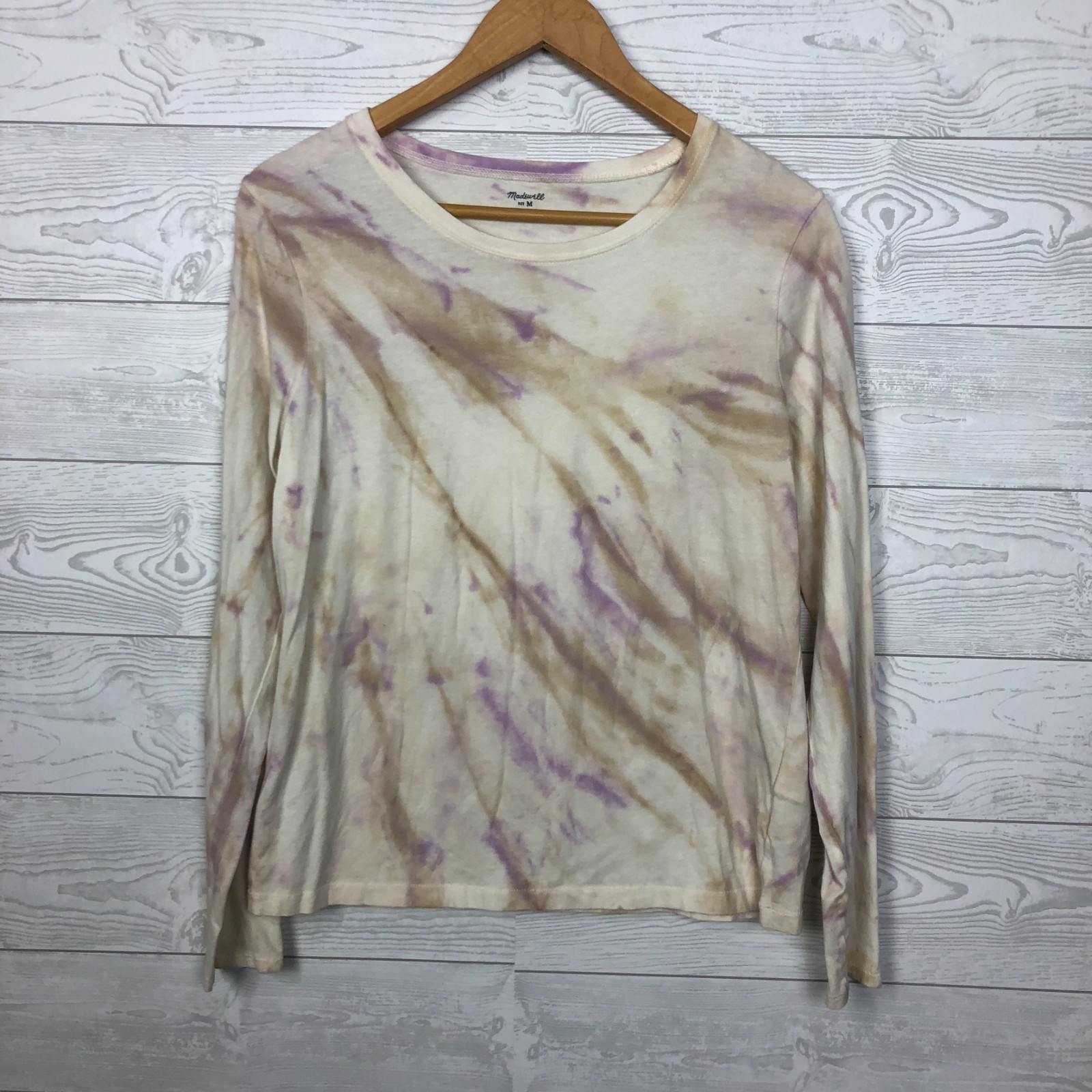 Madewell Women\'s Medium Tie Dye Long Sleeve Tee Shirt 100% Cotton Casual Top