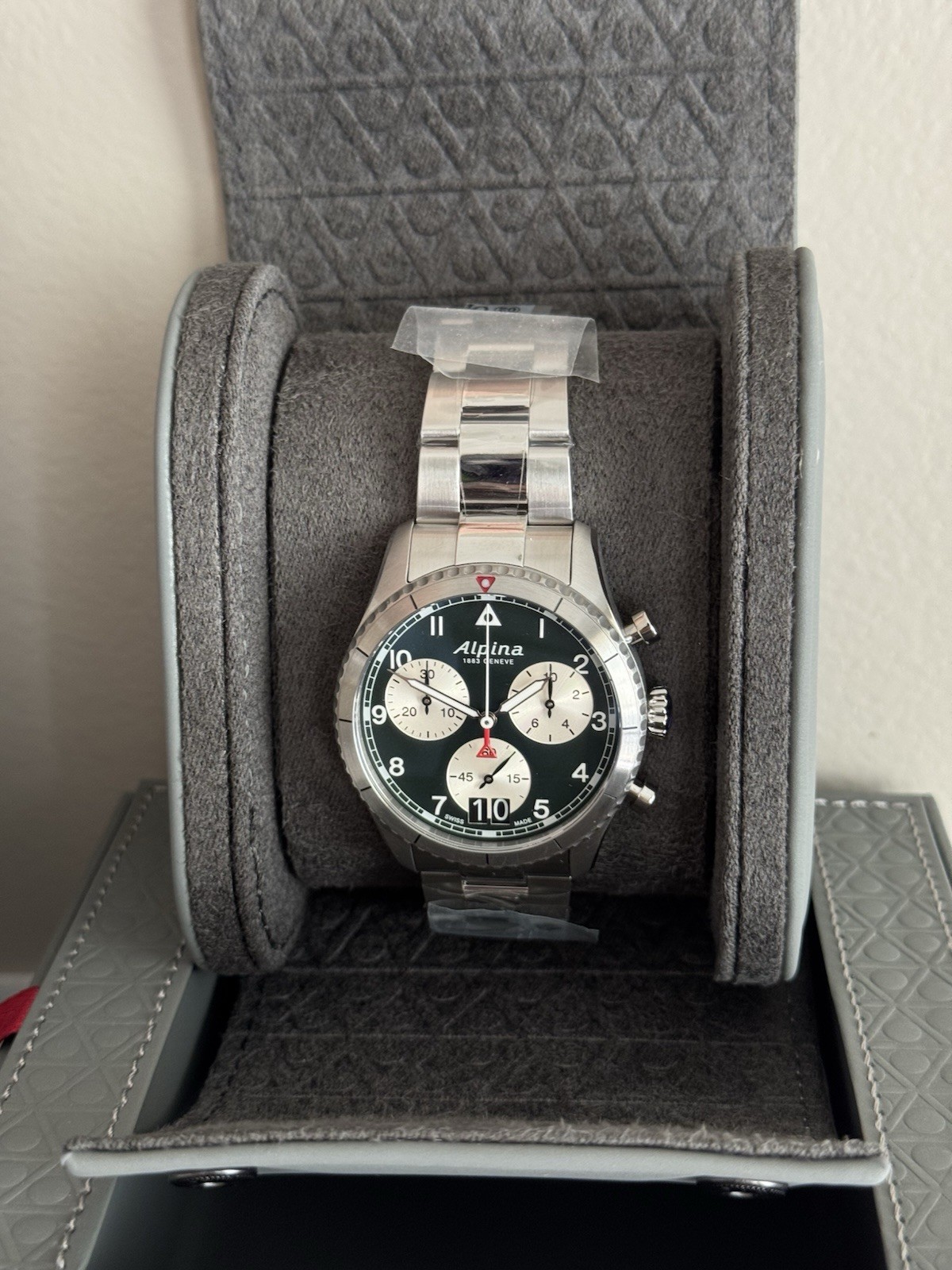 Alpina Startimer Pilot Big Date Stainless Steel Green Dial Men's 41mm Watch