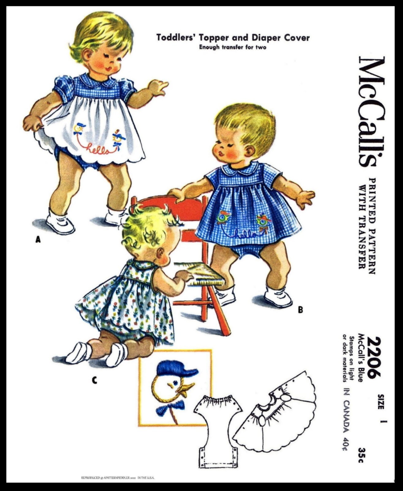 McCall\'s # 2206 GIRLS or DOLL Dress Sunsuit Playsuit Topper Panty Sewing PATTERN