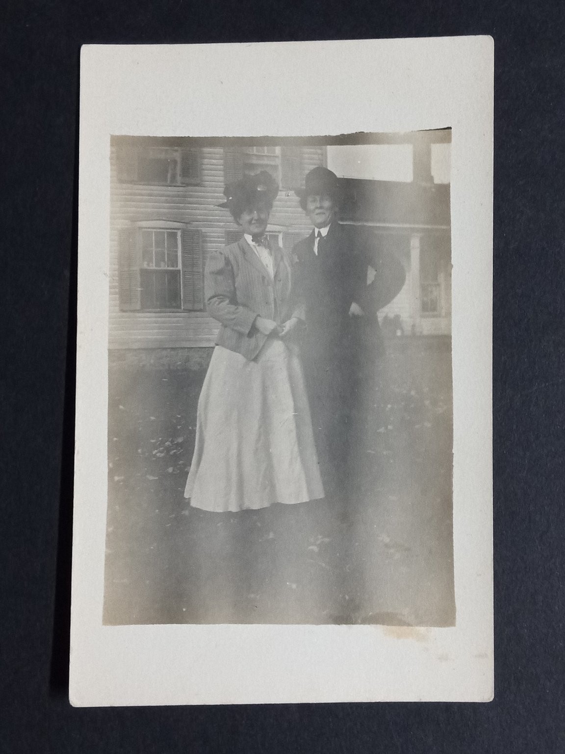 Vintage RPPC Man & Woman Hats Edwardian Era Kodak Velox Real Photo Postcard