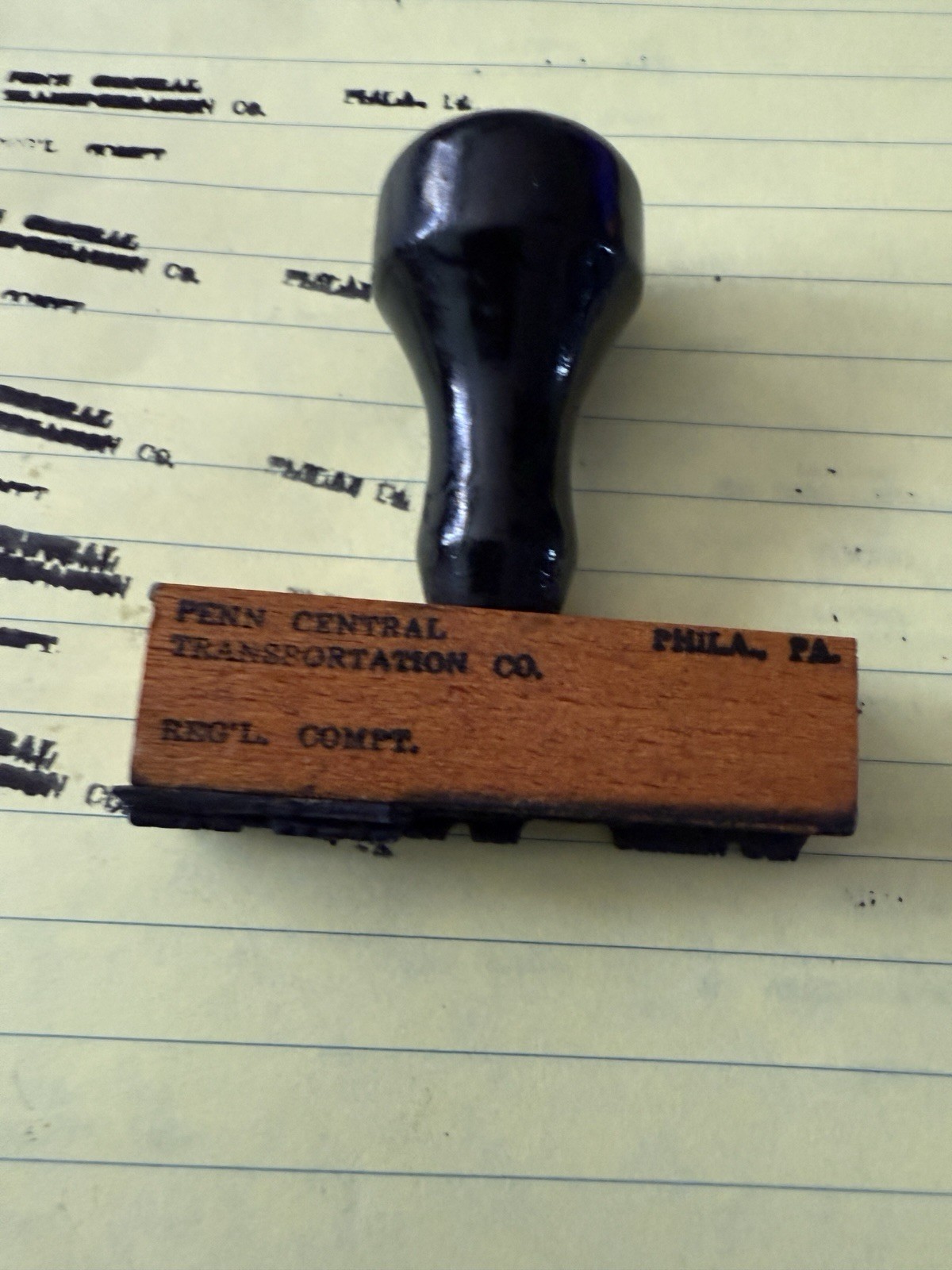 Pullman Penn Central Philadelphia PA Railroad Rubber Stamp Wood Handle Vintage