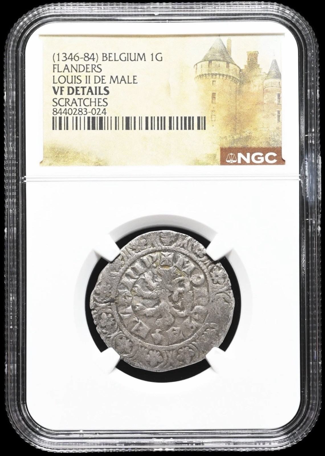 BELGIUM Flanders Louis II de Male 1346-1384 Medieval Silver Gros 1G Coin, NGC VF