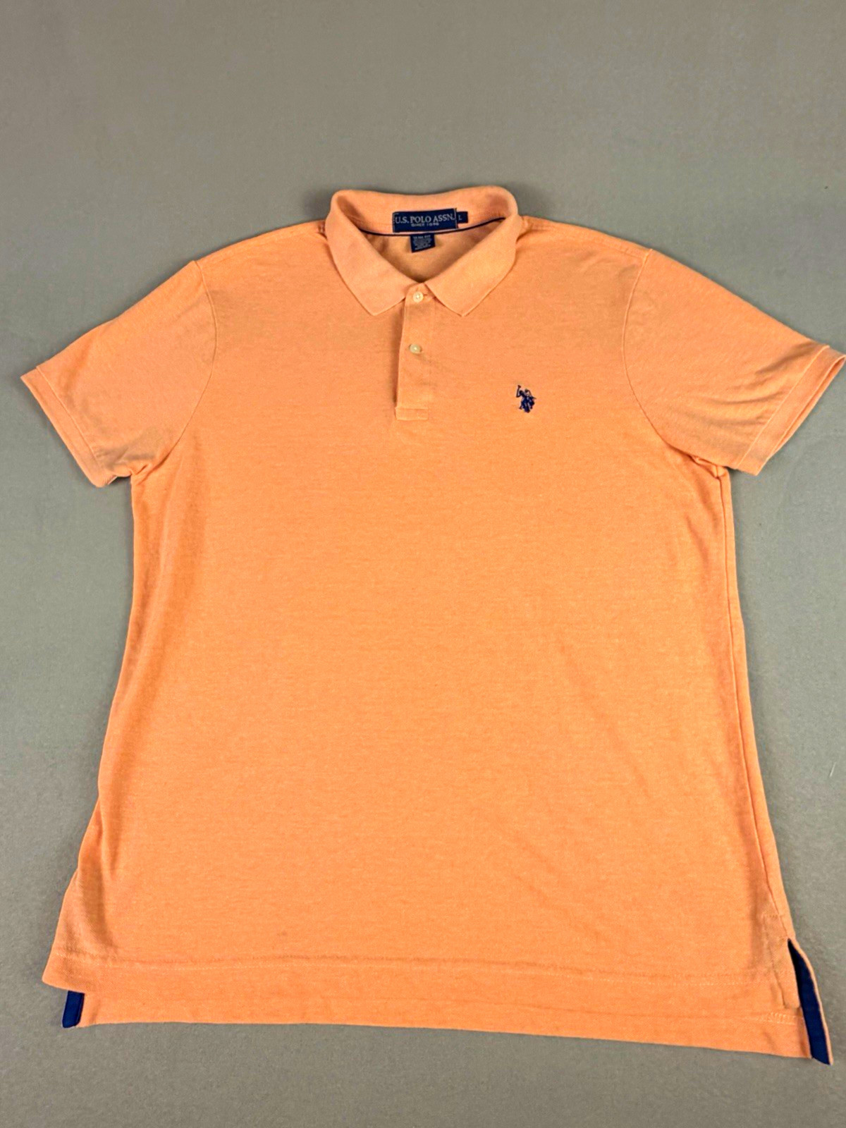 U.S. Polo Assn. Men\'s Slim Fit Peach Short Sleeve Polo Shirt Cotton Blend L