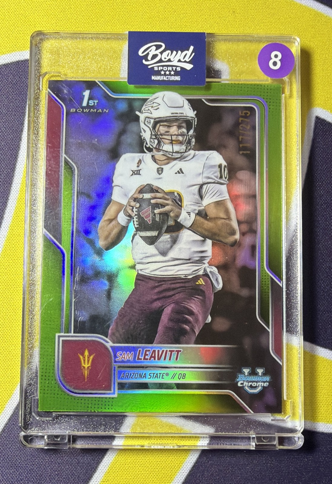 2025 Bowman University Chrome - Sam Leavitt #195 Lime Green Refractor /275 (RC)