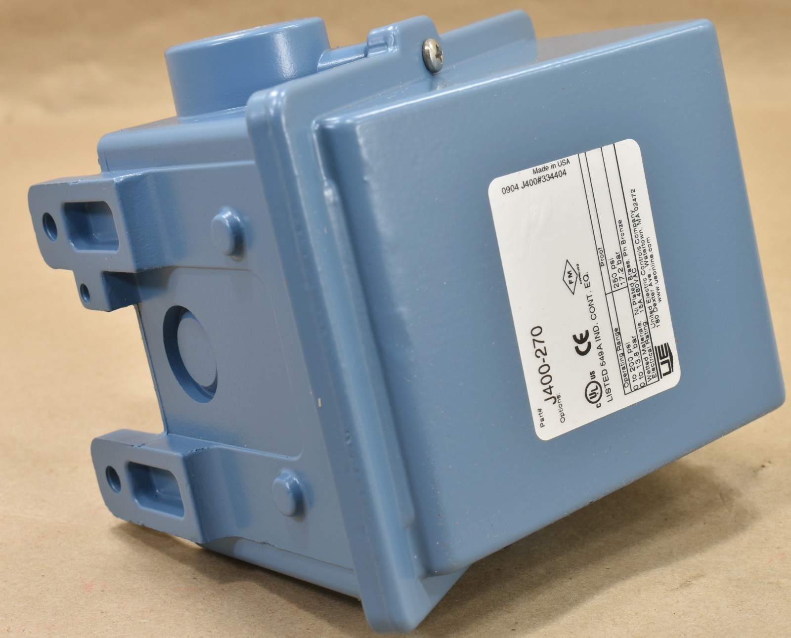 United Control J400-270, 400 Series Pressure Switch, 1/4 United Control J400-270, 400 Series Pressure Switch, 1/4