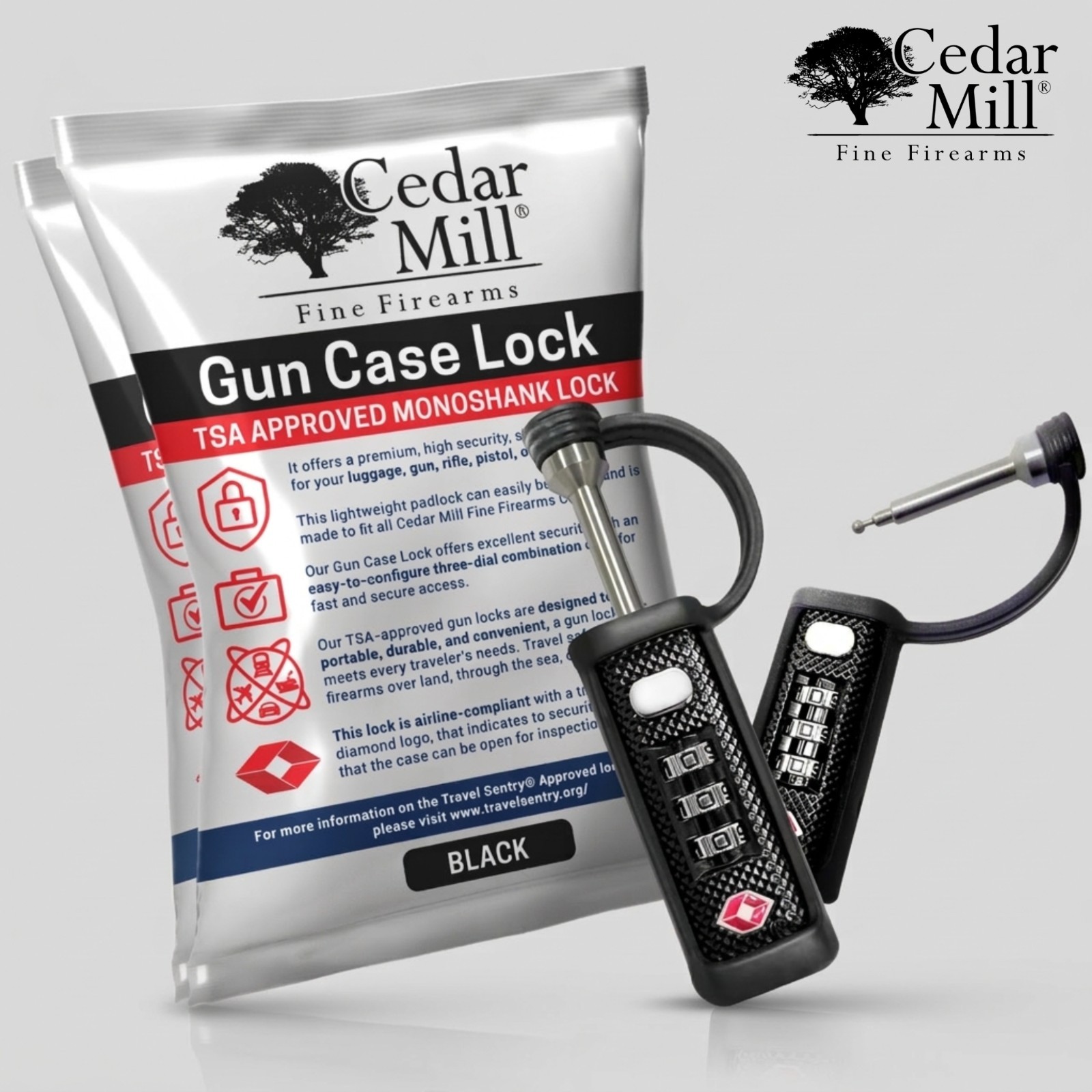 TSA Approved Gun Case Locks 2-Pack Heavy-Duty Combination Lock for Pistol Cases