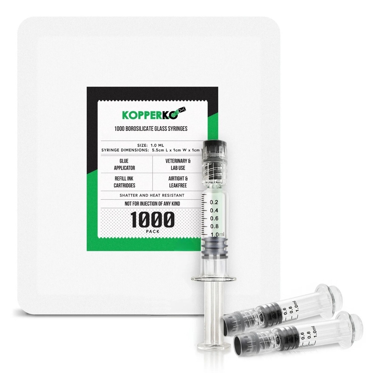 Kopperko 1ml Borosilicate Glass Syringes - Luer Lock, Glue Syringe, 1000 Pack Kopperko 1ml Borosilicate Glass Syringes - Luer Lock, Glue Syringe, 1000 Pack