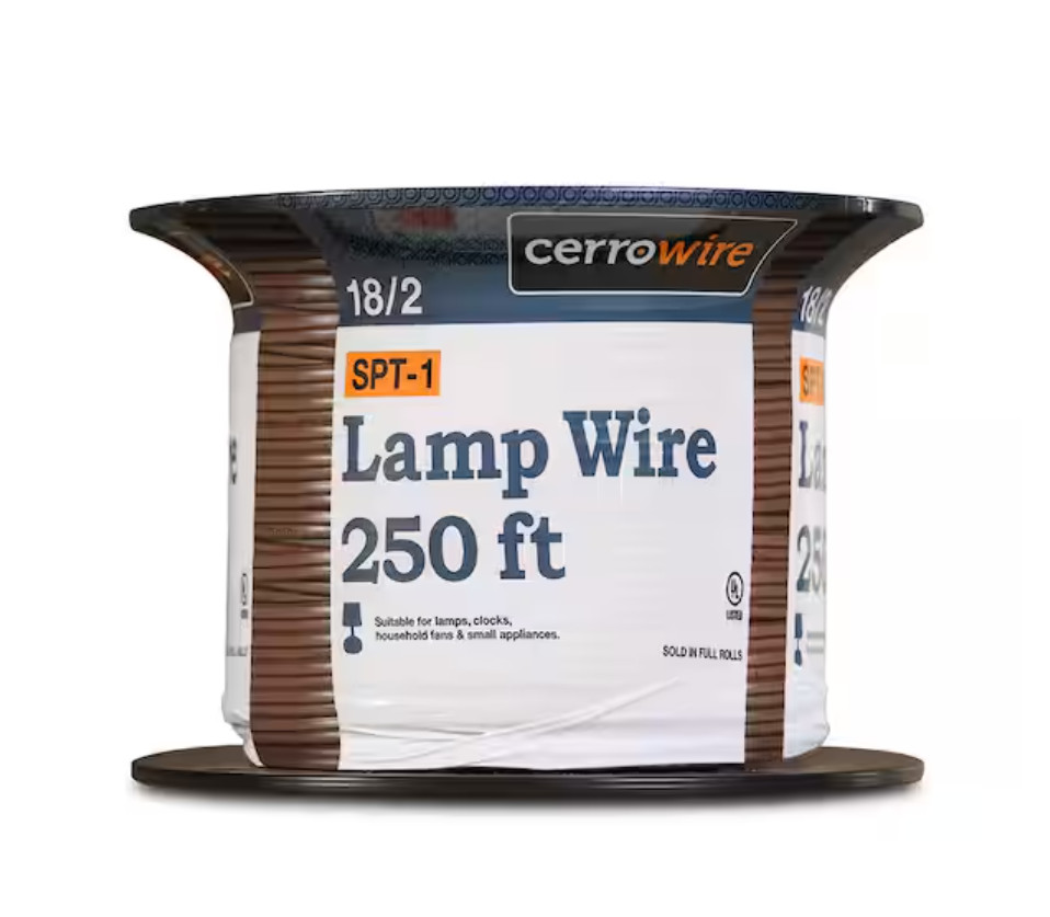 CERROWIRE 250ft 18/2 Brown Stranded SPT-1 Copper Lamp Wire