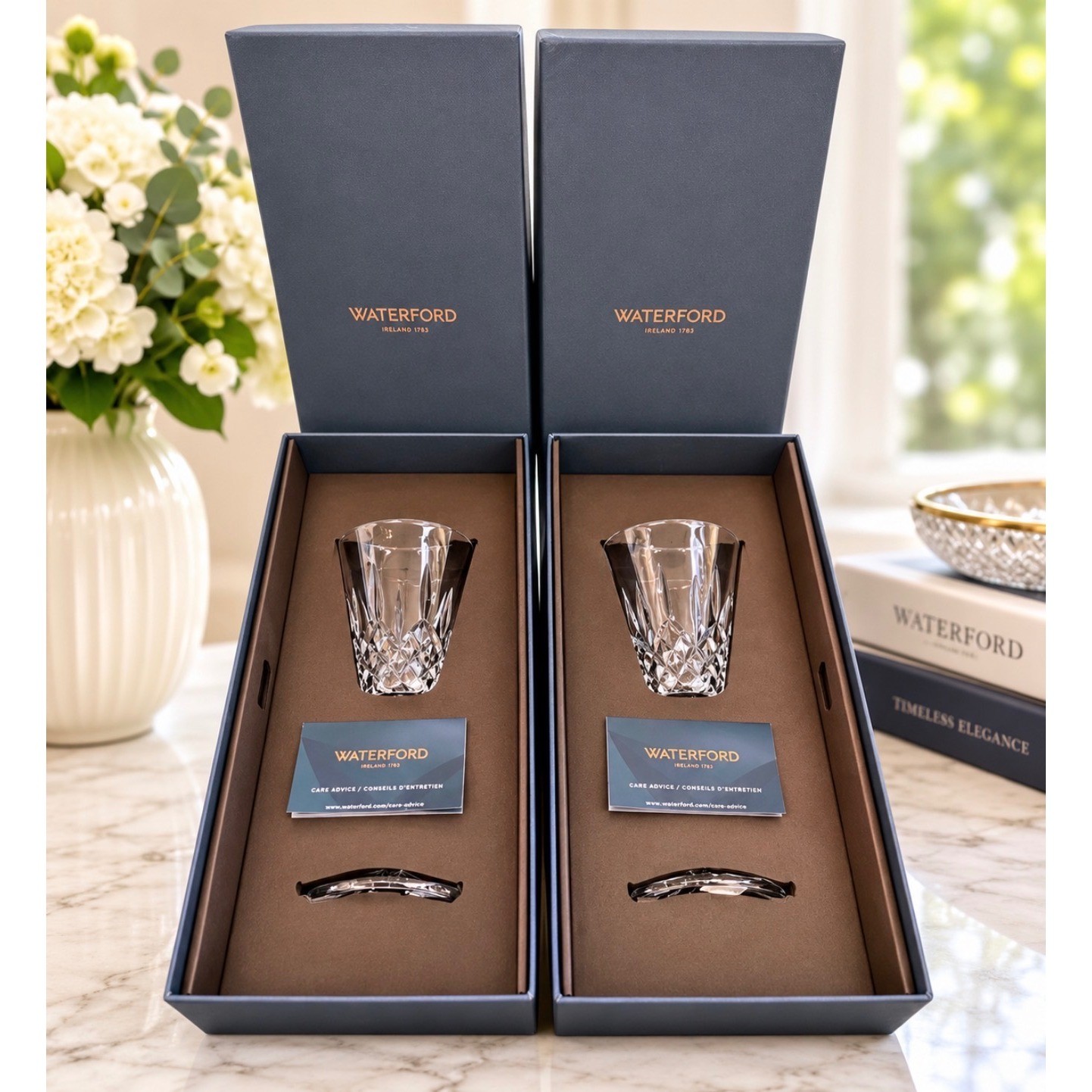 NEW WATERFORD Lismore Tall Medium Goblets Set Of 2 Crystal  #1065912