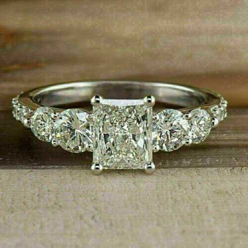 1.75 Ct Princess Cut Lab Created Diamond Engagement Ring 14K White Gold Plated 1.75 Ct Princess Cut Lab Created Diamond Engagement Ring 14K White Gold Plated