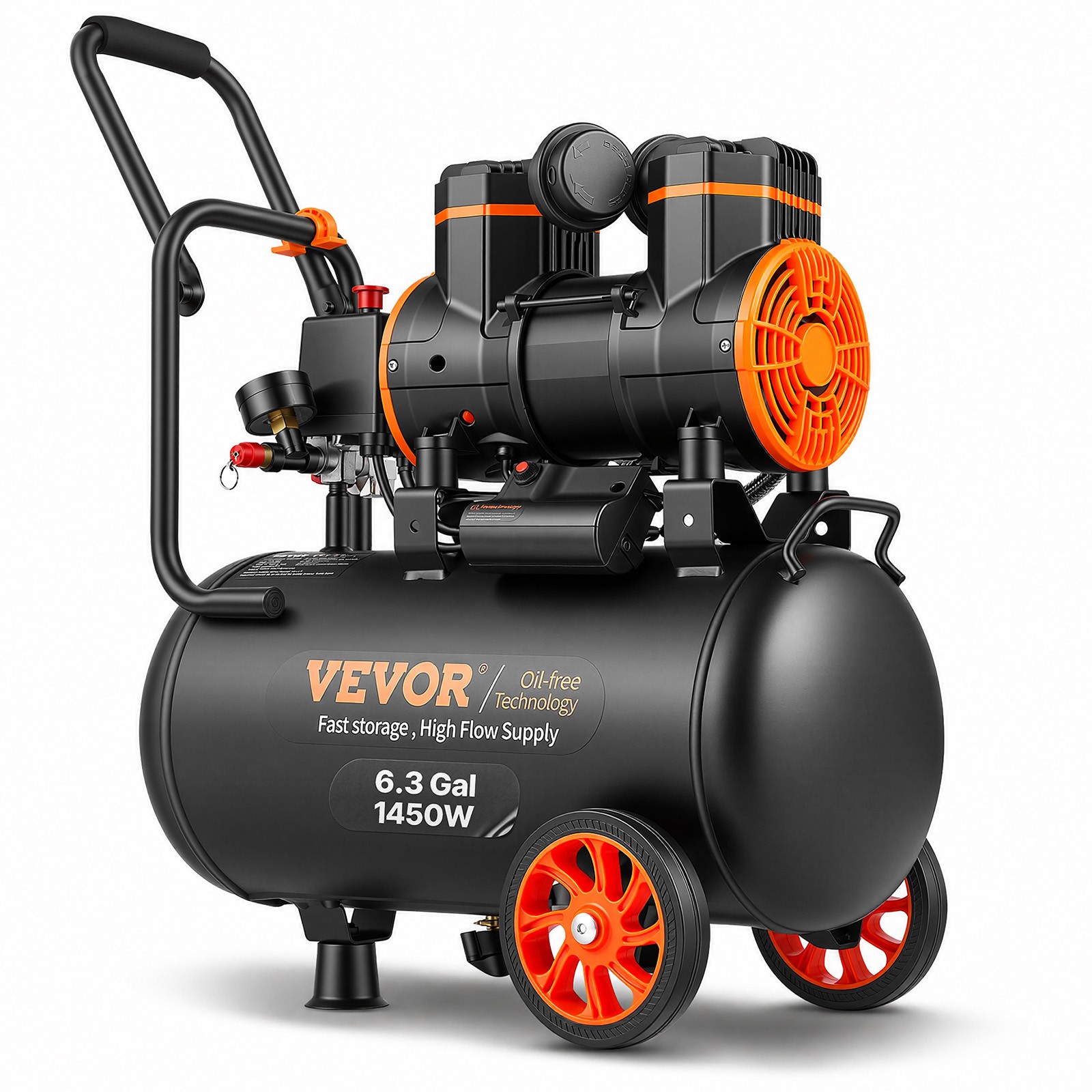 VEVOR Air Compressor 6.3 Gallon 1450W 3.35 CFM@ 90PSI with Max. 116PSI Pressure VEVOR Air Compressor 6.3 Gallon 1450W 3.35 CFM@ 90PSI with Max. 116PSI Pressure