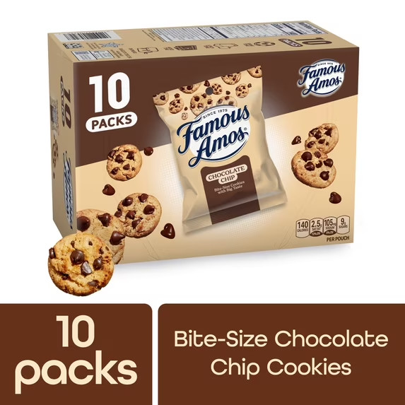 Famous Amos Classic Chocolate Chip Cookies,10 Pack Box