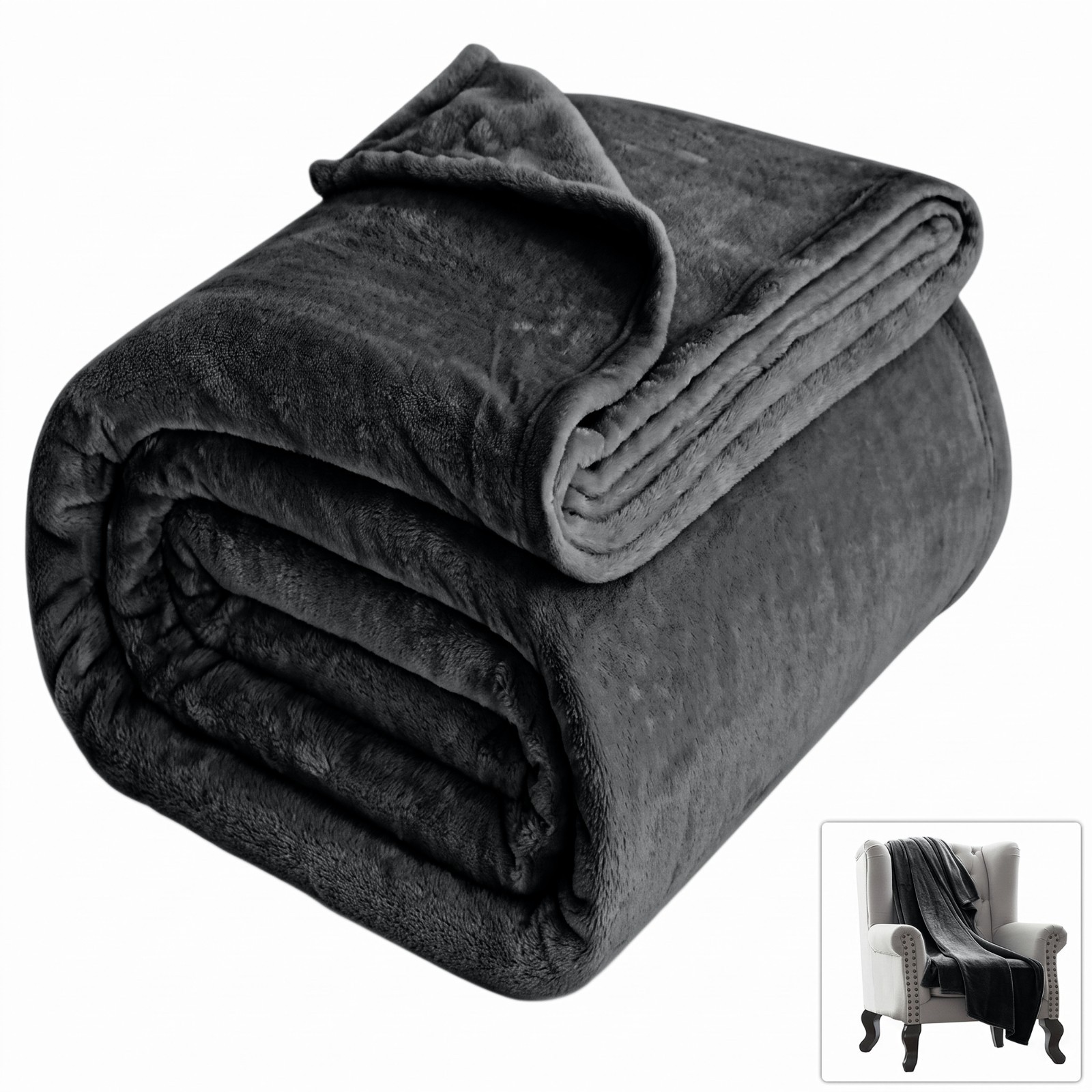 Minimalist Fleece Blanket Throw Soft Reversible All seasons Blankets Queen King