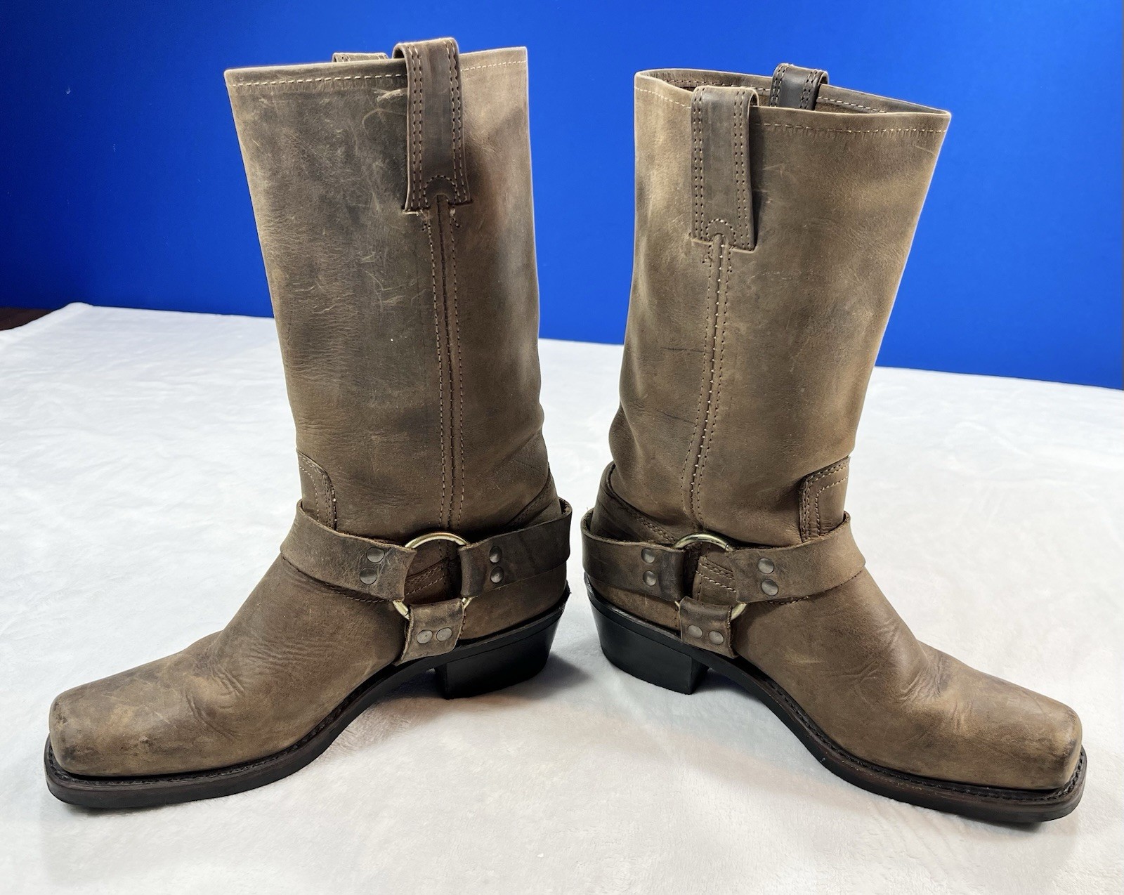 FRYE Harness /Motorcyle Boots Women\'s Distressed Brown 12\