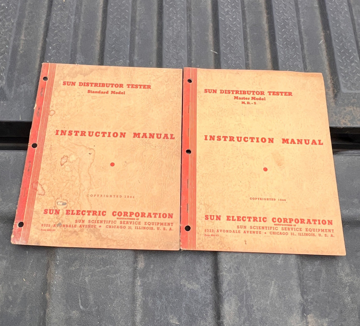 2 Vintage Sun Distributor Tester Standard & Master Instruction Manuals