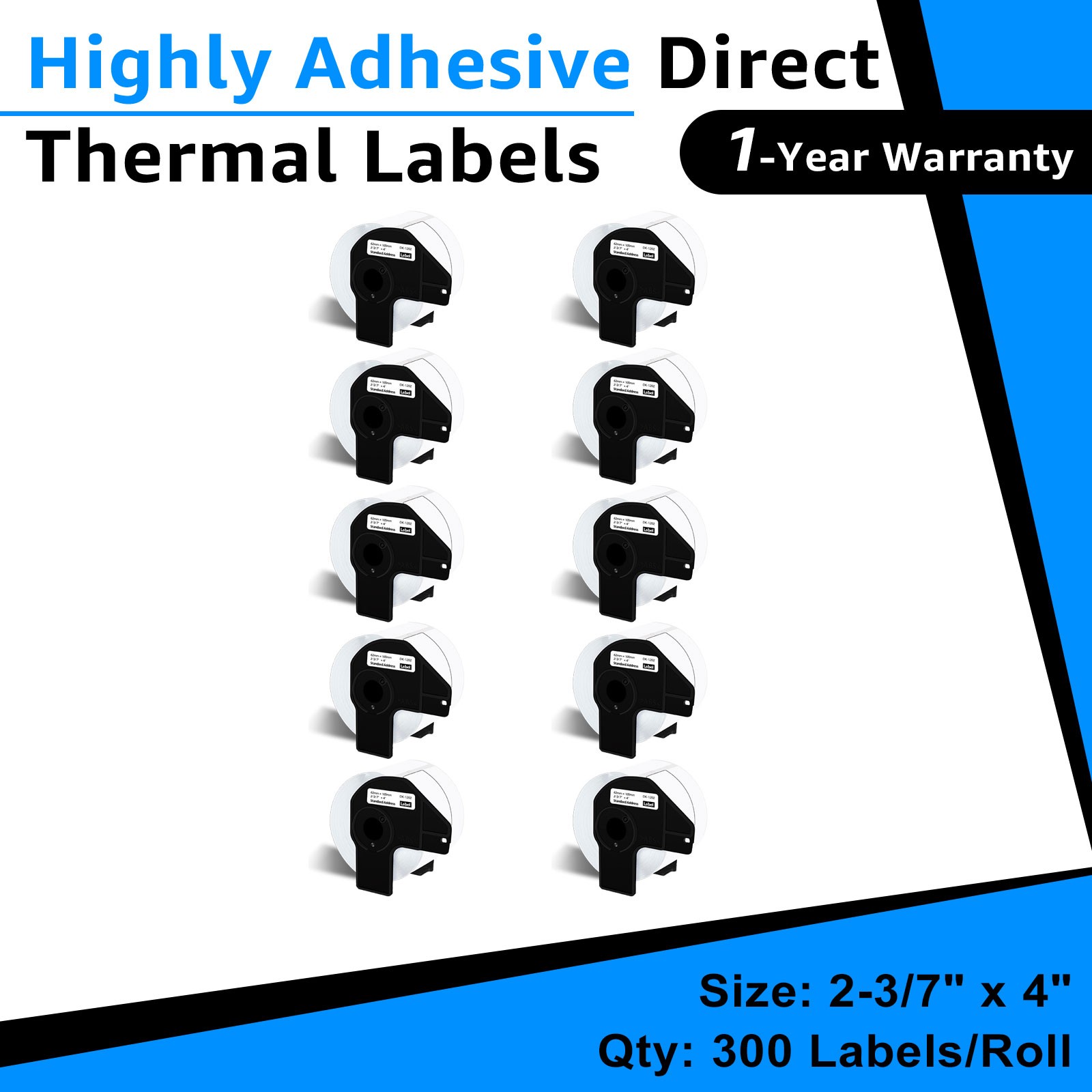 10 Rolls Compatible Brother DK-1202 Shipping Label 2.4