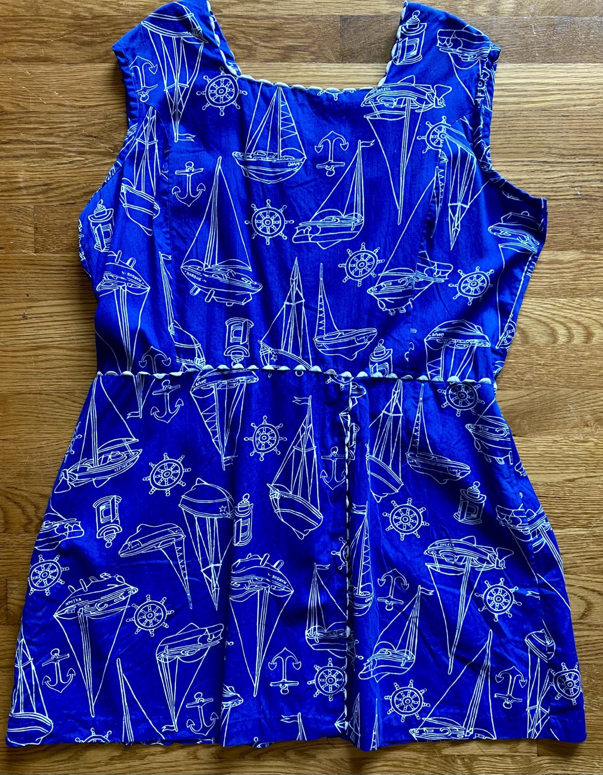 Vintage Volup 1960s Nautical Novelty Print Playsuit Dress Beach Cover Size XL
