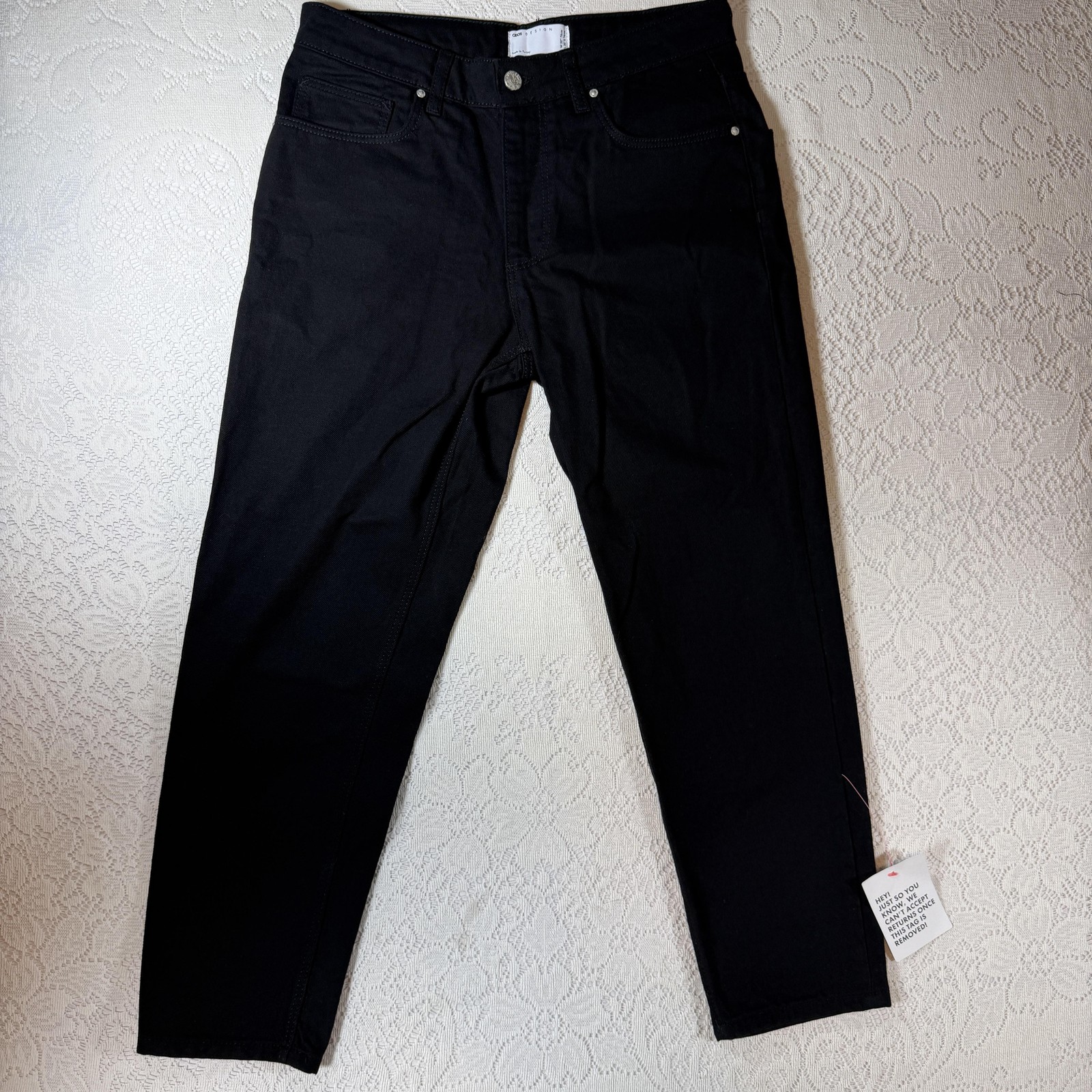 ASOS DESIGN Jeans Mens 30x30 Black Tapered Leg 100% Cotton Denim Casual Pants