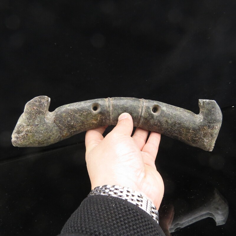Chinese old  jade,Hongshan culture,collection,A two-headed beast,statue G(009)