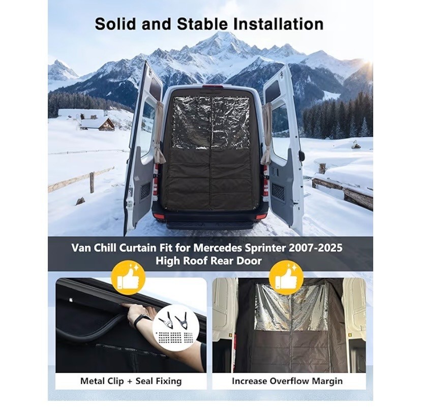 Insulated Rear Door Van Chill Curtain Mercedes Sprinter 2007-2025