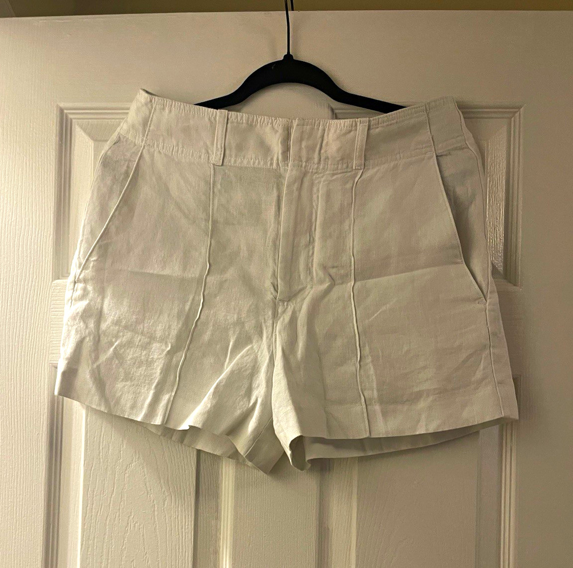 Madewell White Linen Chino Shorts Pleated Front Pockets Womens Size 2