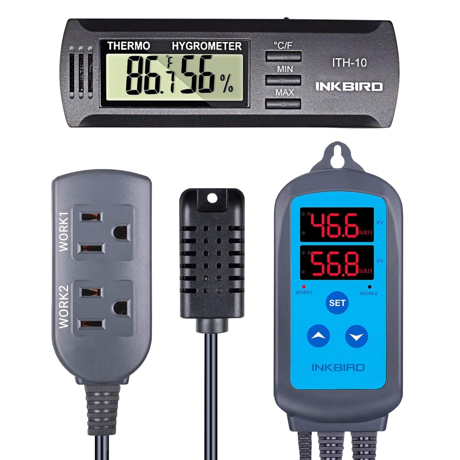 Inkbird IHC-200 Humidity Controller Pre-wired ITH-10 Hygrometer Thermometer Room Inkbird IHC-200 Humidity Controller Pre-wired ITH-10 Hygrometer Thermometer Room