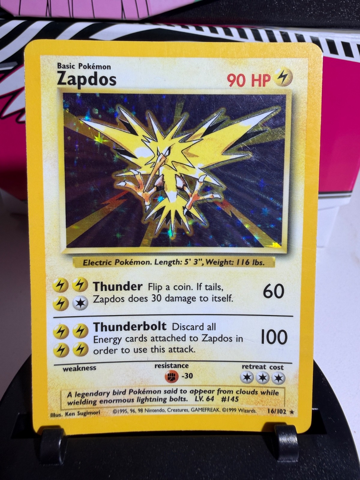 Pokémon TCG Zapdos Base Set 16/102 Holo 1999-2000 Wizards Base Set Copyright... Pokémon TCG Zapdos Base Set 16/102 Holo 1999-2000 Wizards Base Set Copyright...