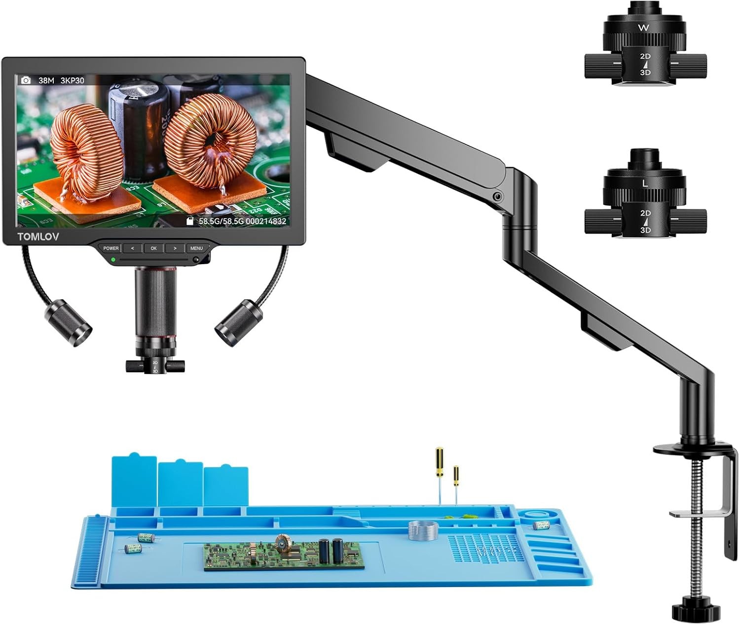 TOMLOV TM3K-3D Max Digital Soldering Microscope 10.1-Inch 2000x Coin Microscope