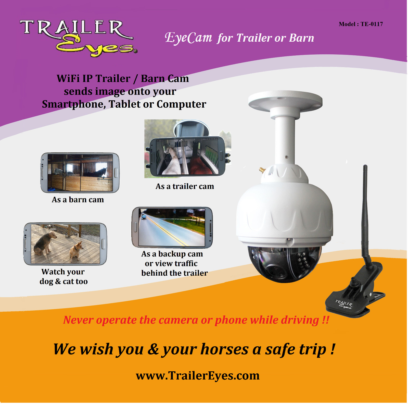 Horse trailer & barn WiFi camera TE-0117