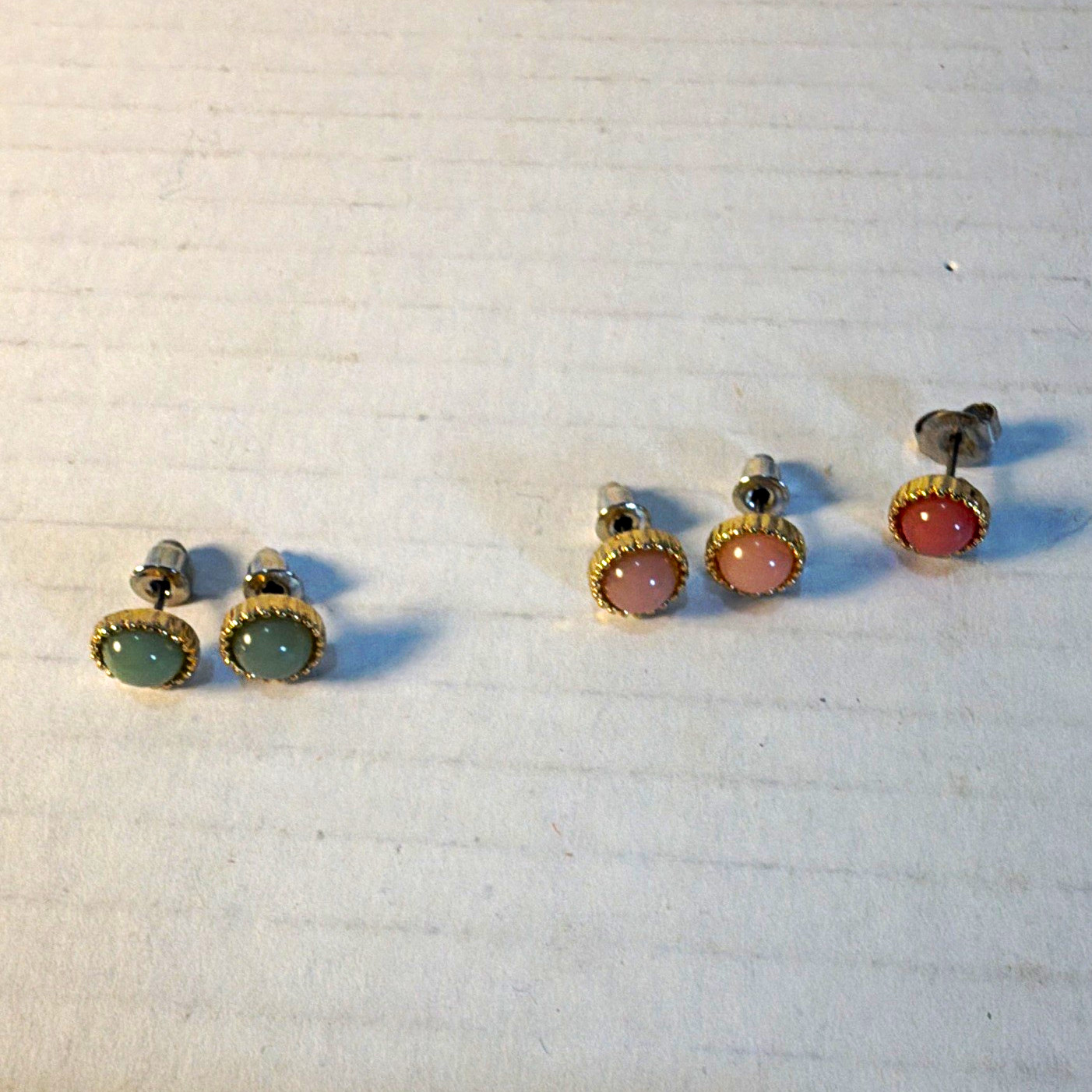 VTG S  Pastel Stud Earrings Post Pierced Lot of 2 Pairs with one extra pink