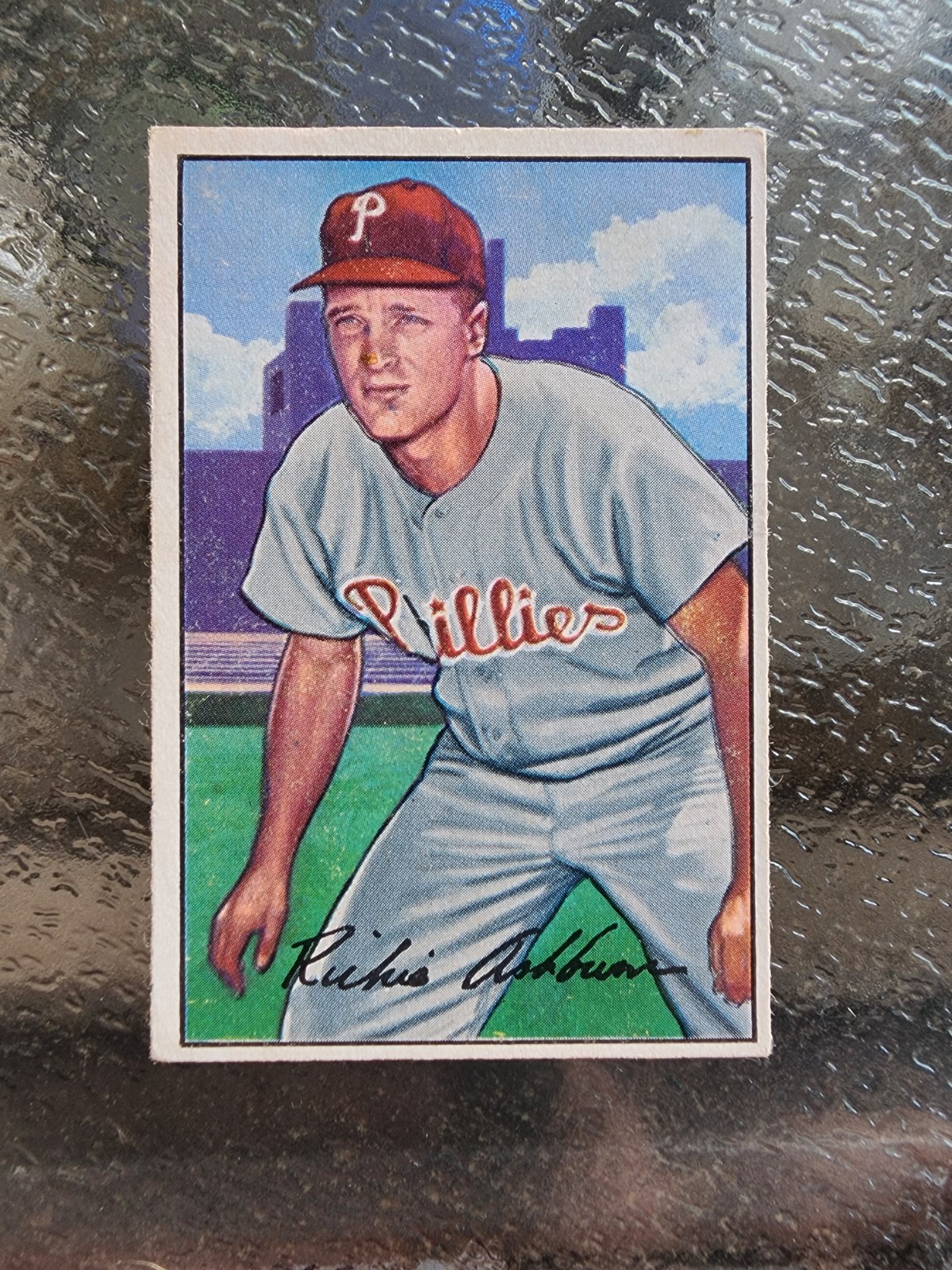 1952 Bowman #53 Richie Ashburn HOF Philadelphia Phillies *Paper Loss/Stamp*