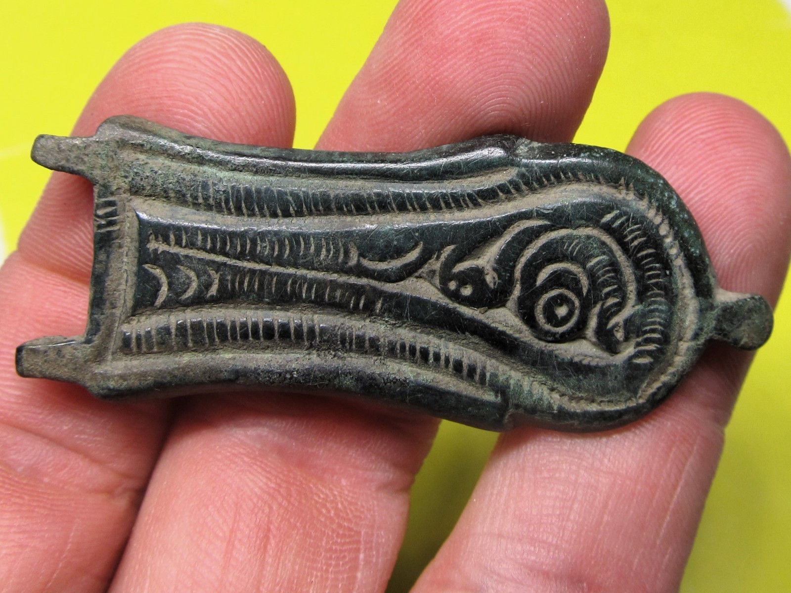 AMAZING ANCIENT SPANISH BRONZE VISIGOTHIC FIBULA BROOCH 5-7TH C FOUND