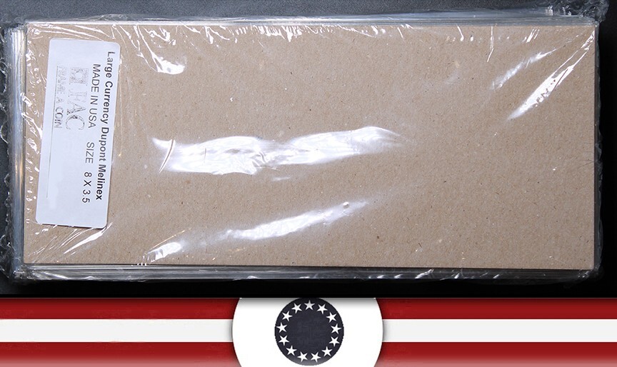 (100) PREMIUM LARGE SIZE CURRENCY HOLDERS NO LIP MYLAR MELINEX BANKNOTE SLEEVES