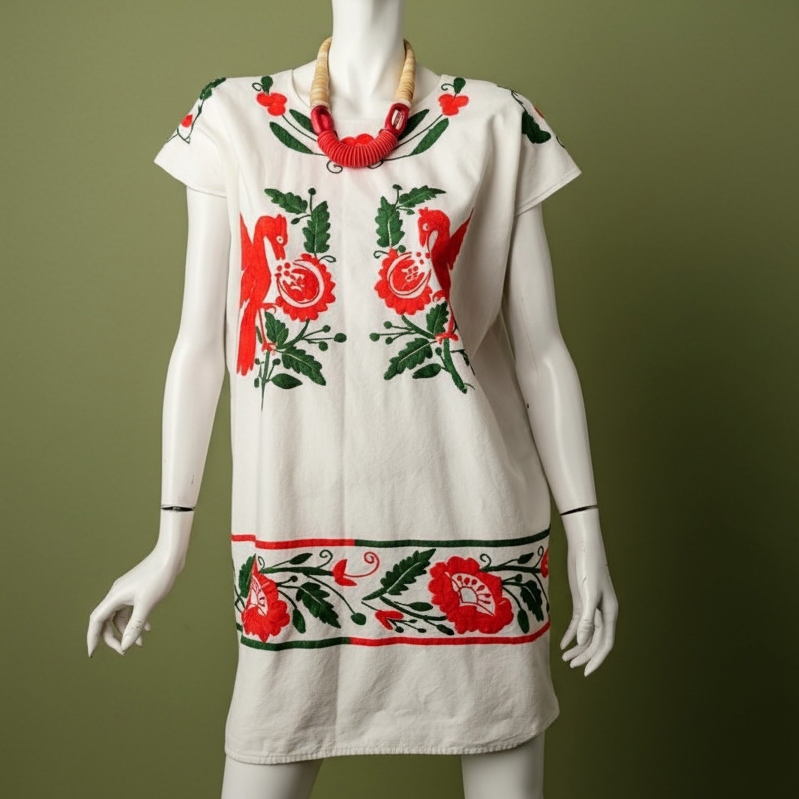 Vintage 70s Shift Dress Handmade Anthropologie Embroidered Mexican Style Birds Vintage 70s Shift Dress Handmade Anthropologie Embroidered Mexican Style Birds