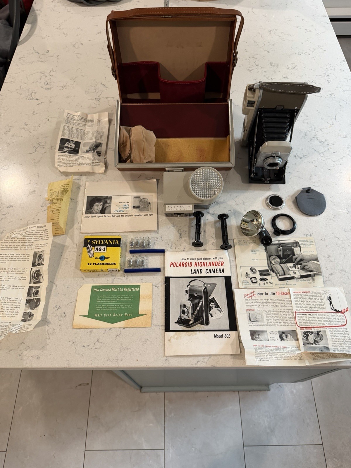Vintage 1950's Polaroid Land Camera Model 80 Case Accessories All Manuals Vintage 1950's Polaroid Land Camera Model 80 Case Accessories All Manuals