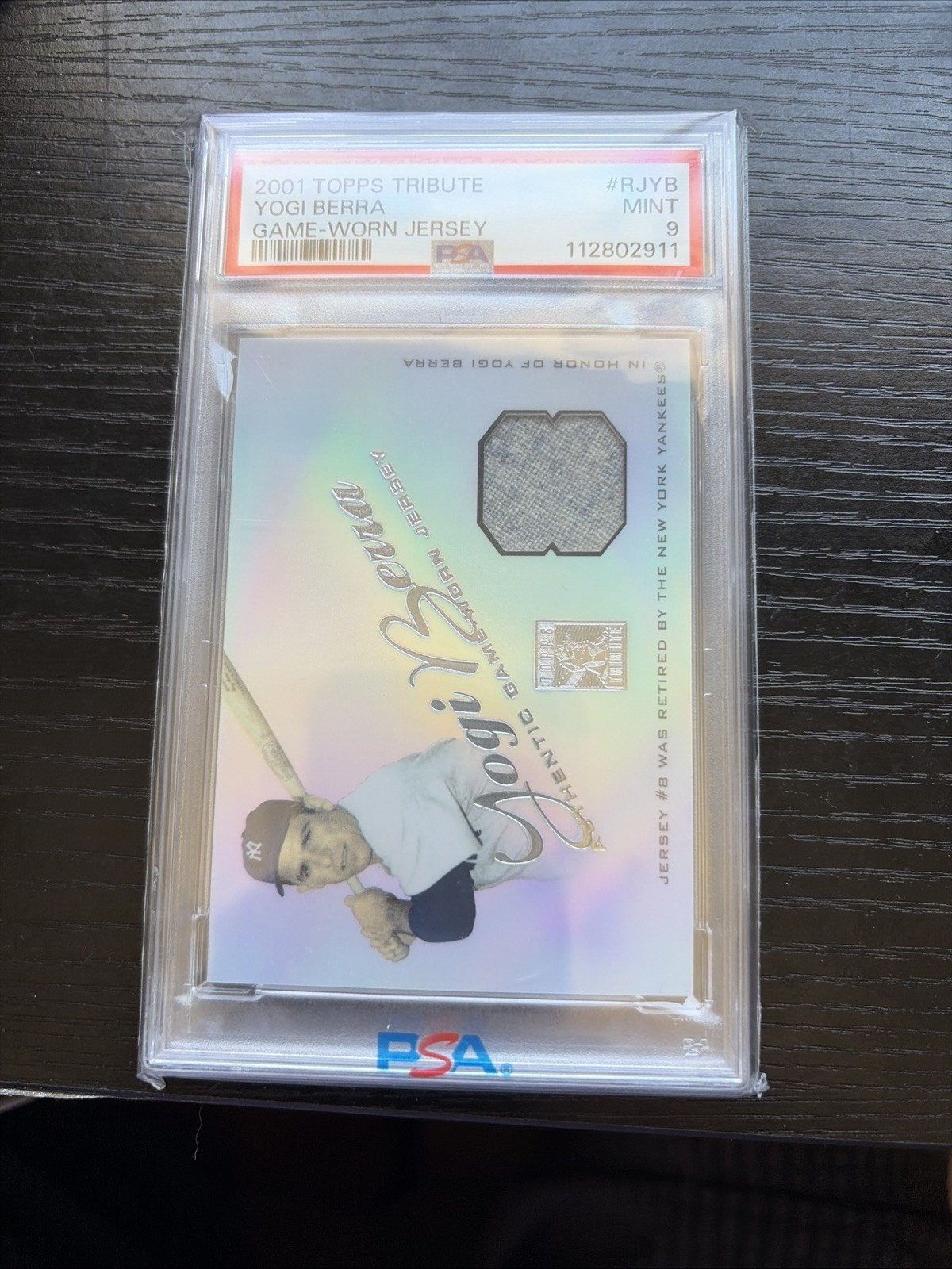 Yogi Berra 2001 Topps Tribute Game-Worn Jersey #RJYB Yankees LOW POP - PSA 9