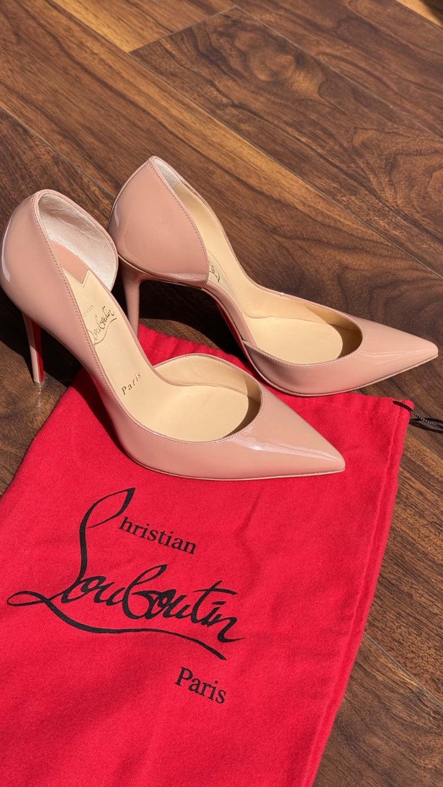 Christian Louboutin Iriza 100 Blush Leather Pumps Heels Size 38 US 8