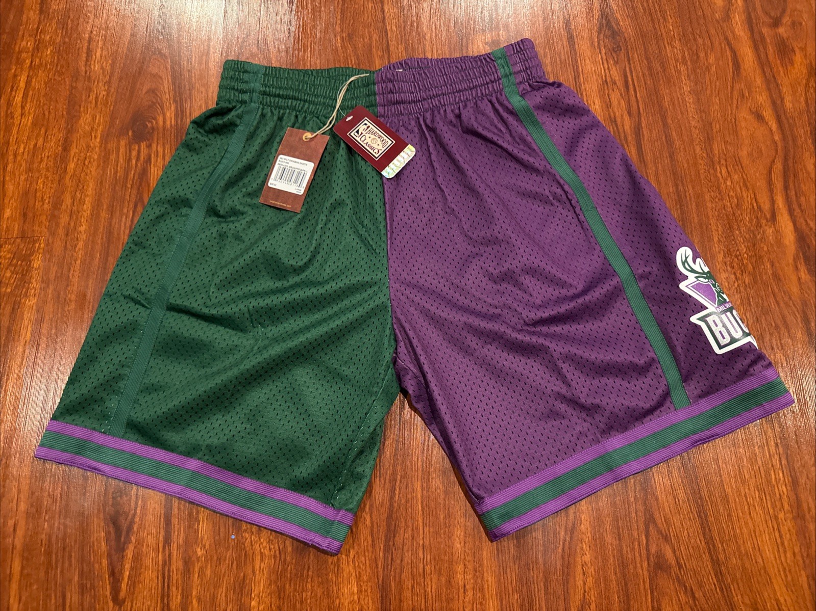 1996 Mitchell & Ness Men’s Milwaukee Bucks Split Jersey Shorts Large L NBA