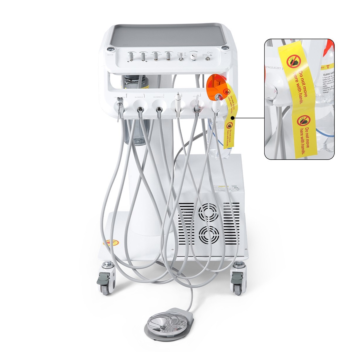 Dental mobile Delivery Unit Treatment Cart with Compressor scaler Curing Light
