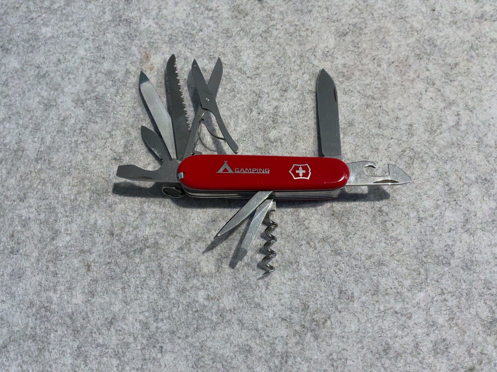 Victorinox Swiss Army Knife Red Ranger Metal Camping Inlay 91mm Fluted Corkscrew