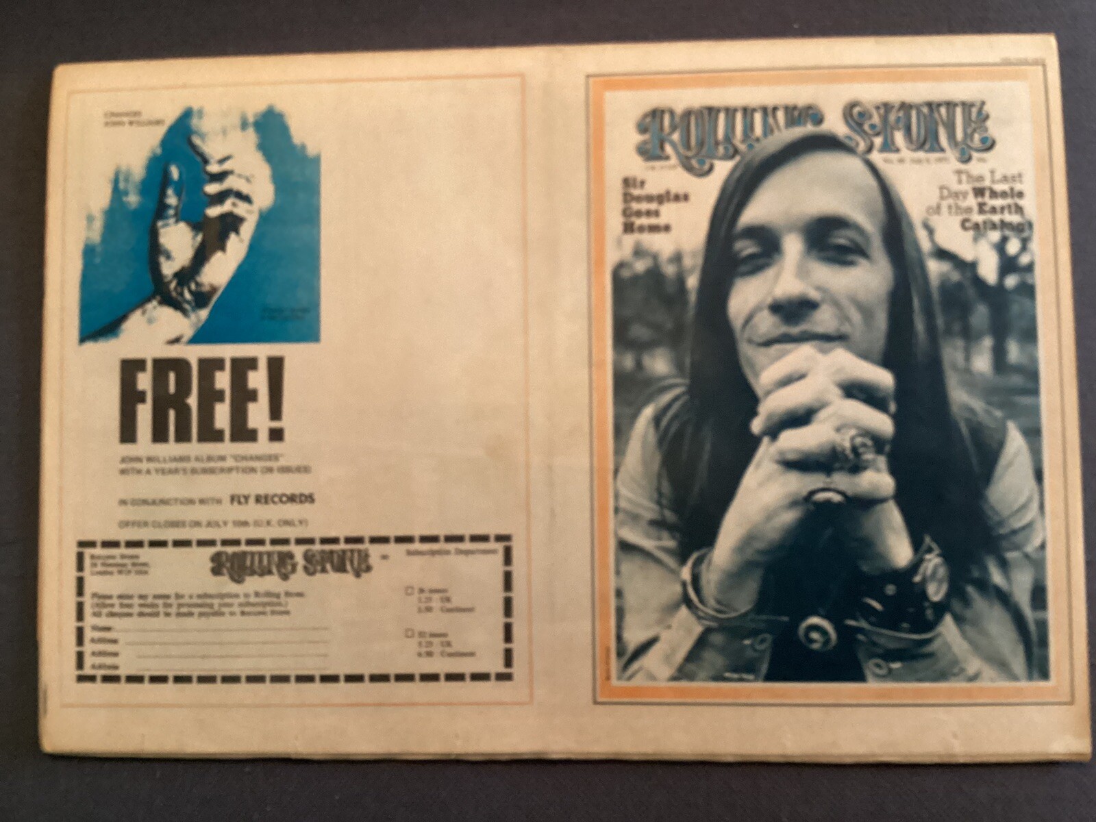 ROLLING STONE MAGAZINE # 86 JULY ‘71 SIR DOUGLAS,JOE SMOTH,ALEXIS K0RNER,