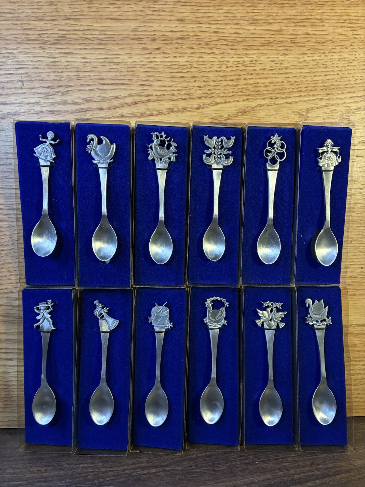 Vintage Rawcliffe Fine Pewter 12 Days of Christmas Spoon Complete Original Boxes