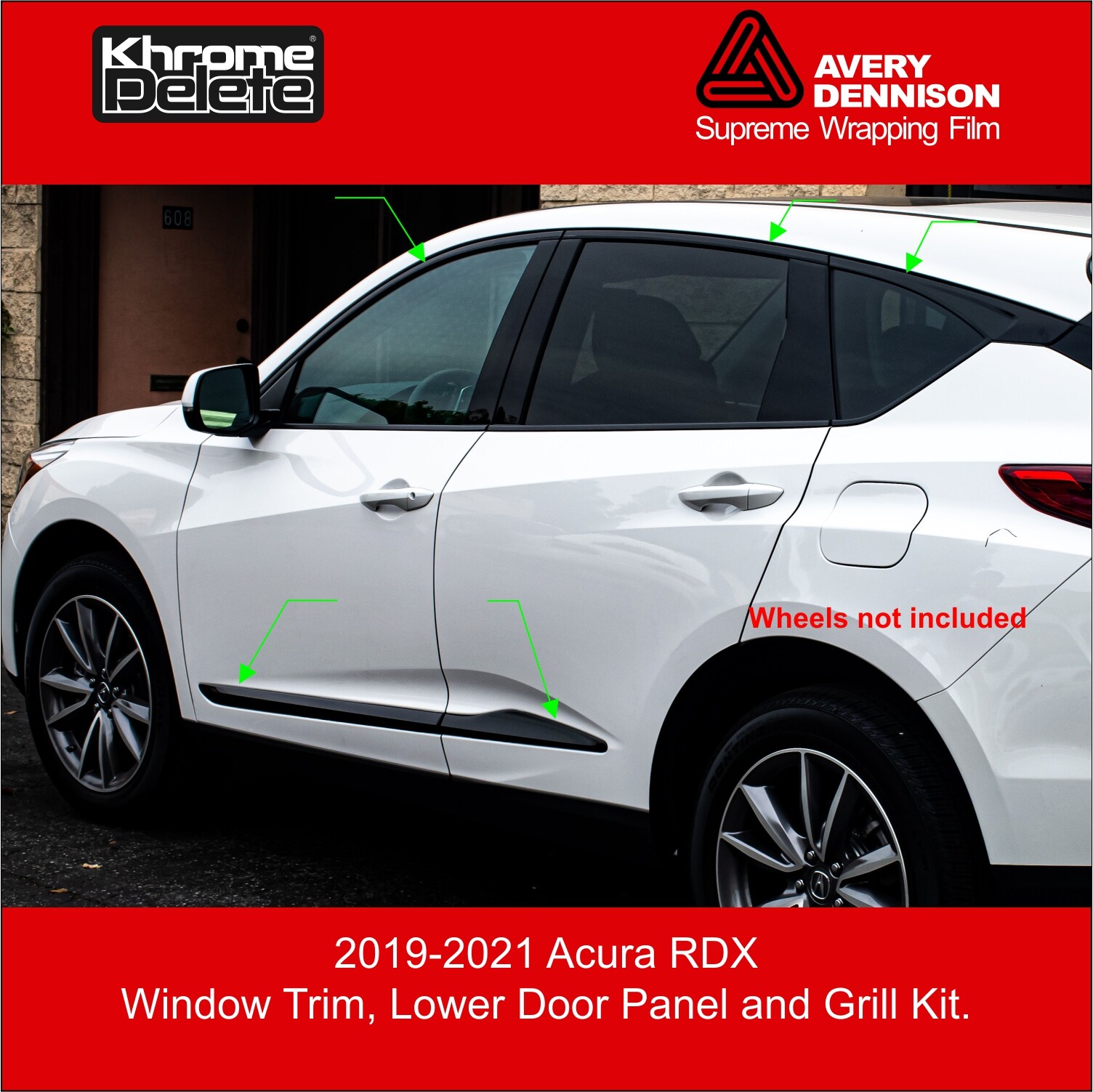 Complete Chrome Delete Vinyl Overlay for the 2019-2022 Acura RDX (Glossy Black)
