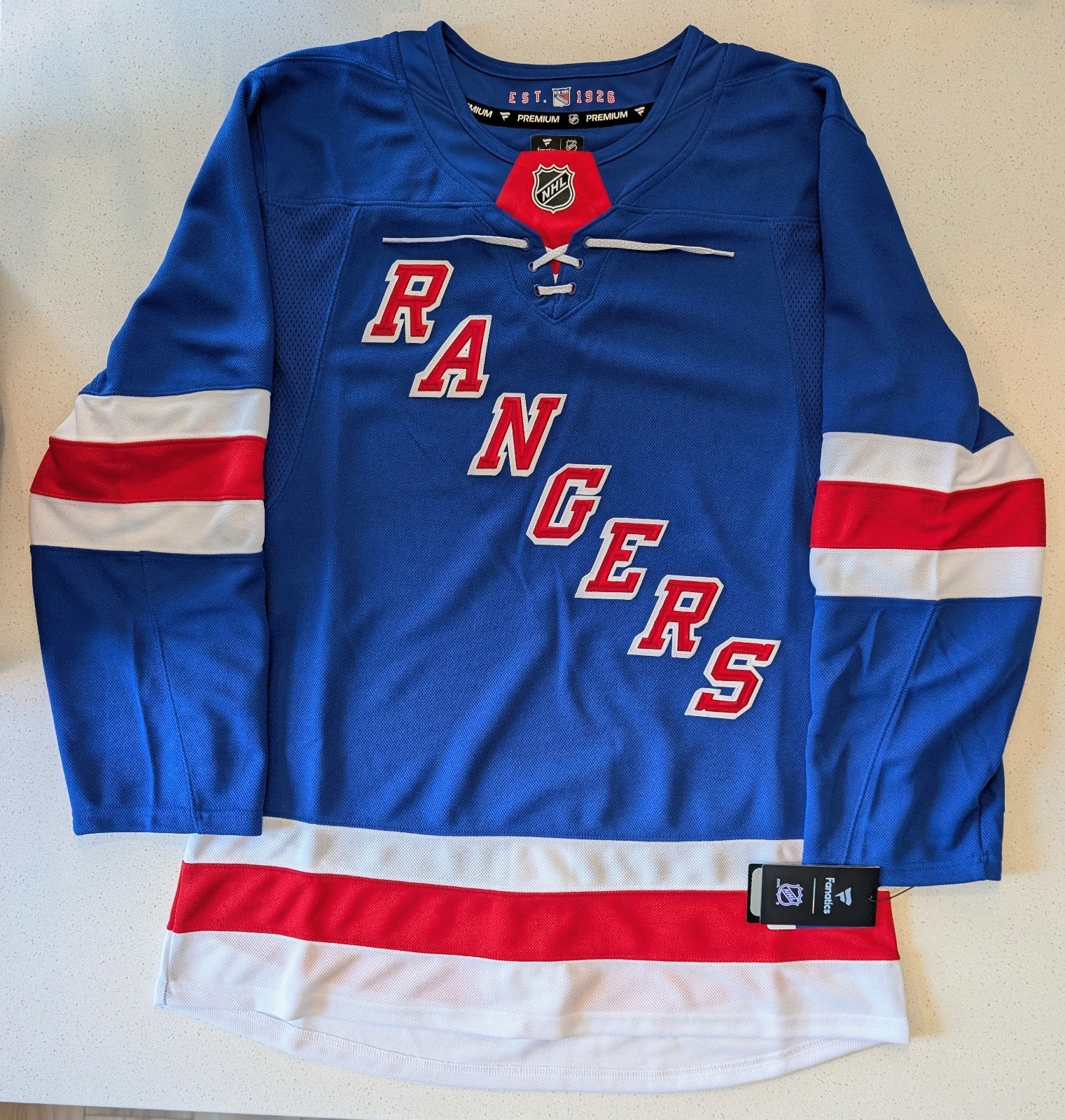 NEW YORK RANGERS JERSEY - NYR HOME BLANK FANATICS PREMIUM SIZE 44 XS - BRAND NEW