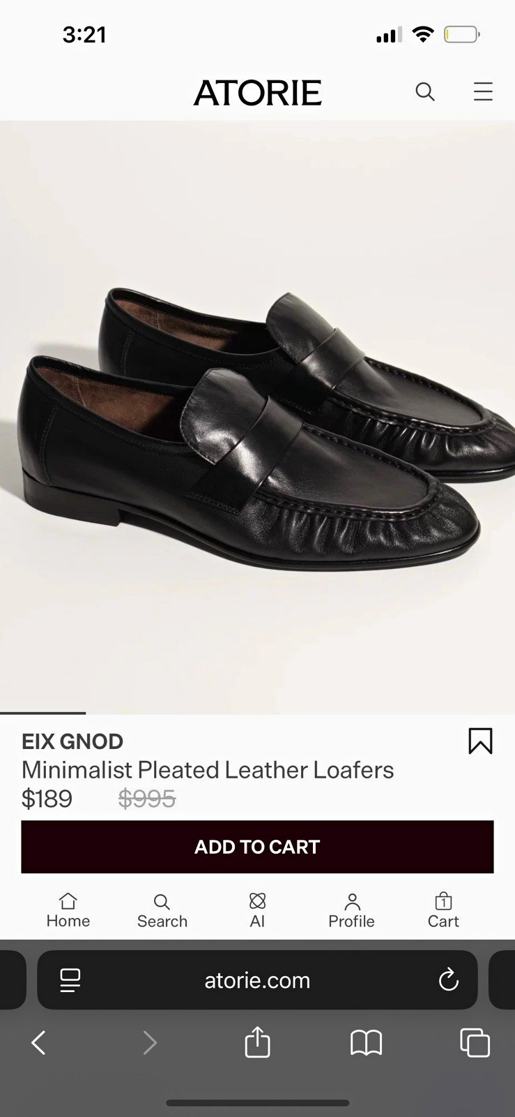 Atorie Ruched Pleated Leather Loafers Black 11 SLP The Row inspired